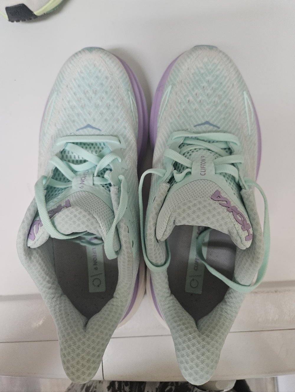 Hoka Women's Mint Green and Lavender Running Sneakers
